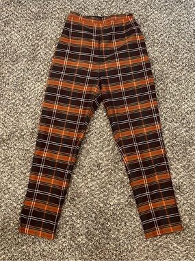 1960’s Vintage Blue Bell brown orange plaid high waist cigarette pants retro